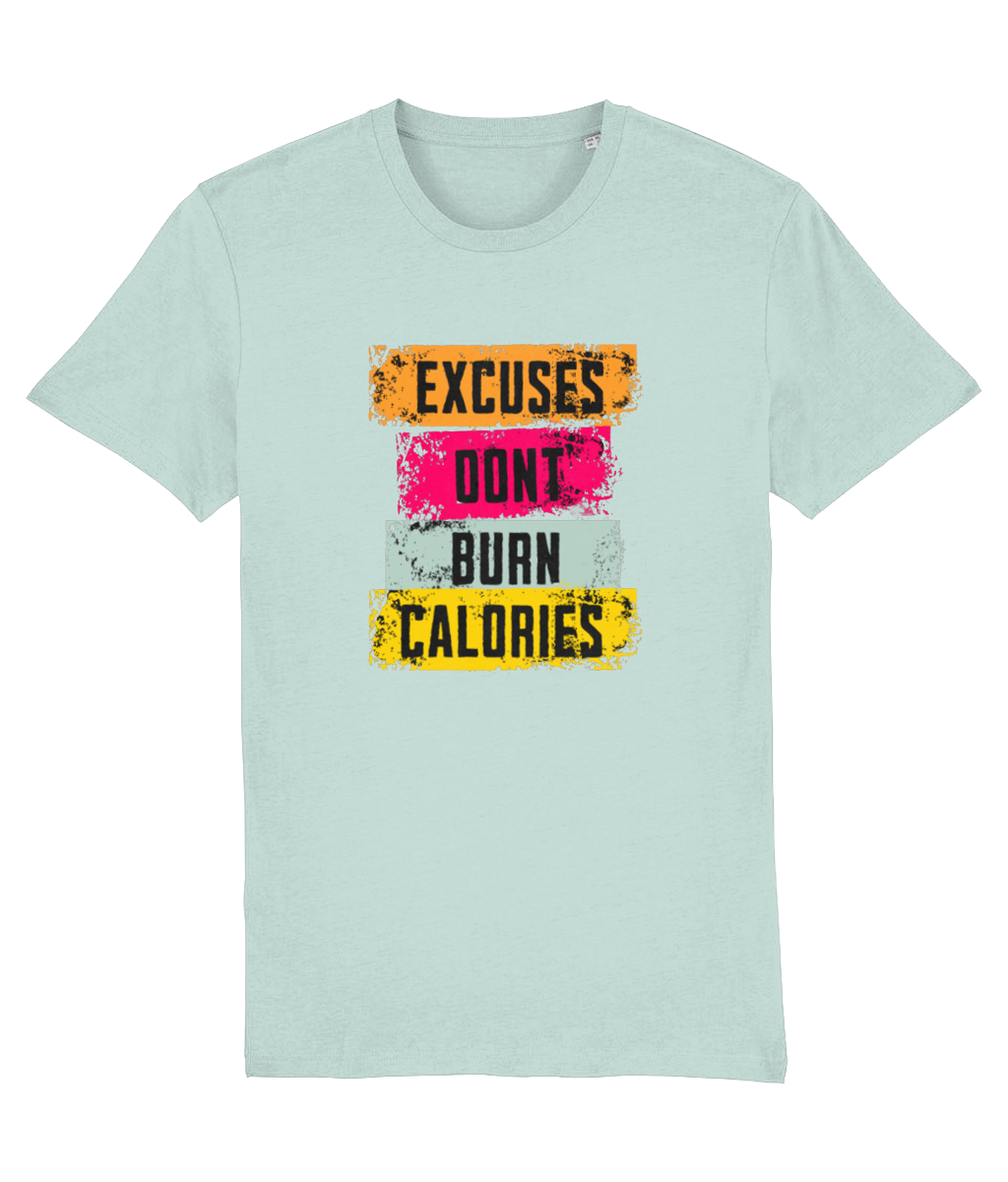 Stanley/Stella Light blue t-shirt with motivational text design on a white background