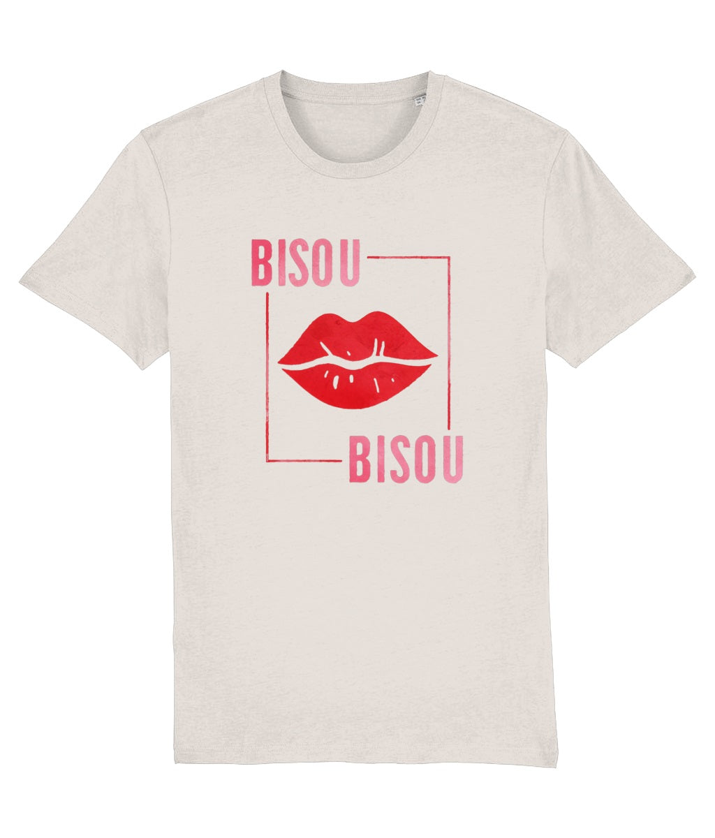 Women's Crew Neck "Bisou" Kiss Graphic Tee