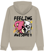 Half Bear Half Skull Grunge Graphic Hoodie for Men