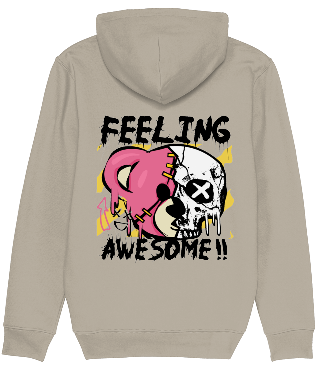 Half Bear Half Skull Grunge Graphic Hoodie for Men