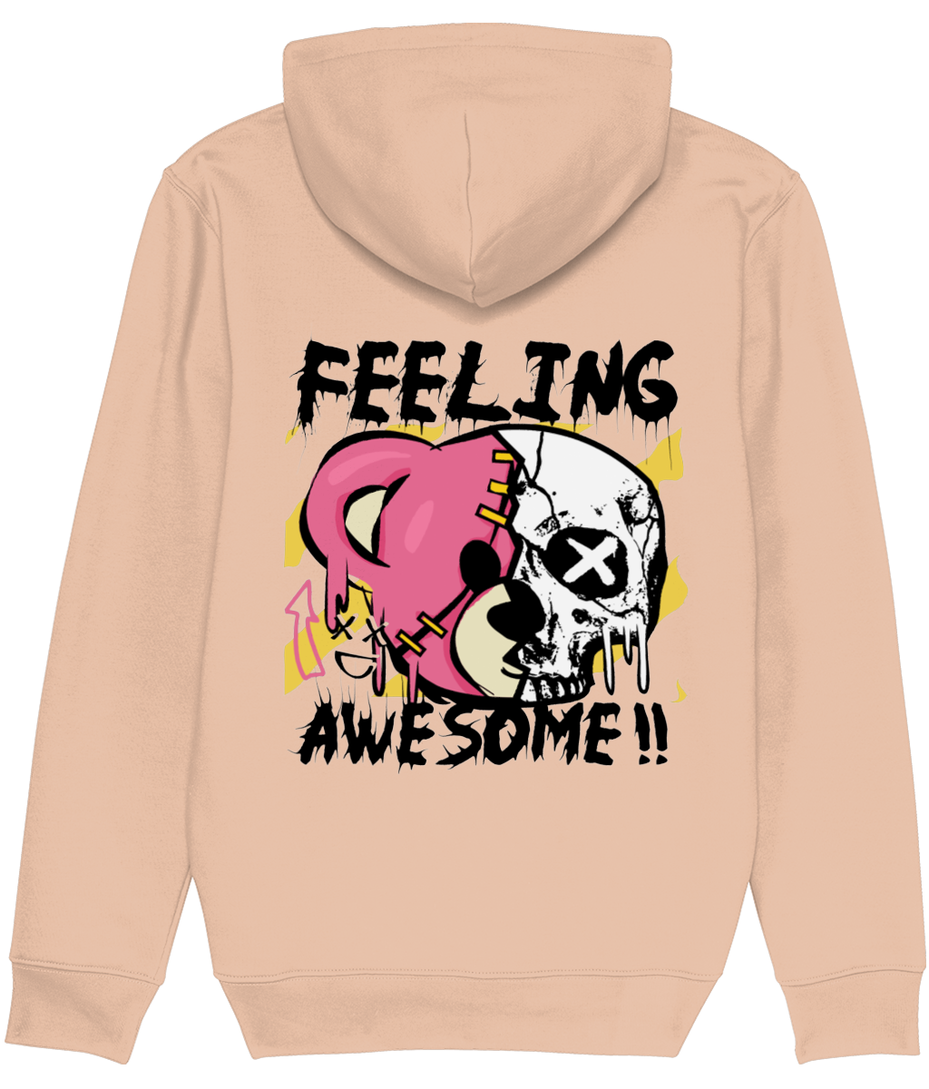 Half Bear Half Skull Grunge Graphic Hoodie for Men