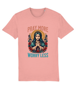 Vintage Religious Art "Pray More Worry Less" Women's Tee