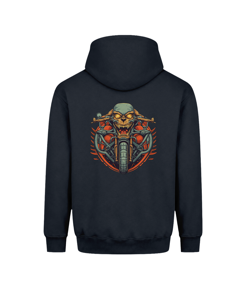 Biker Motorcycle Gothic Skull Organic Cotton Graphic Hoodie for Men