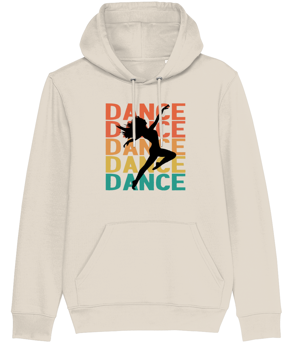 Women's Stanley/Stella Beige hoodie with a dancer graphic and 'DANCE' text on a white background