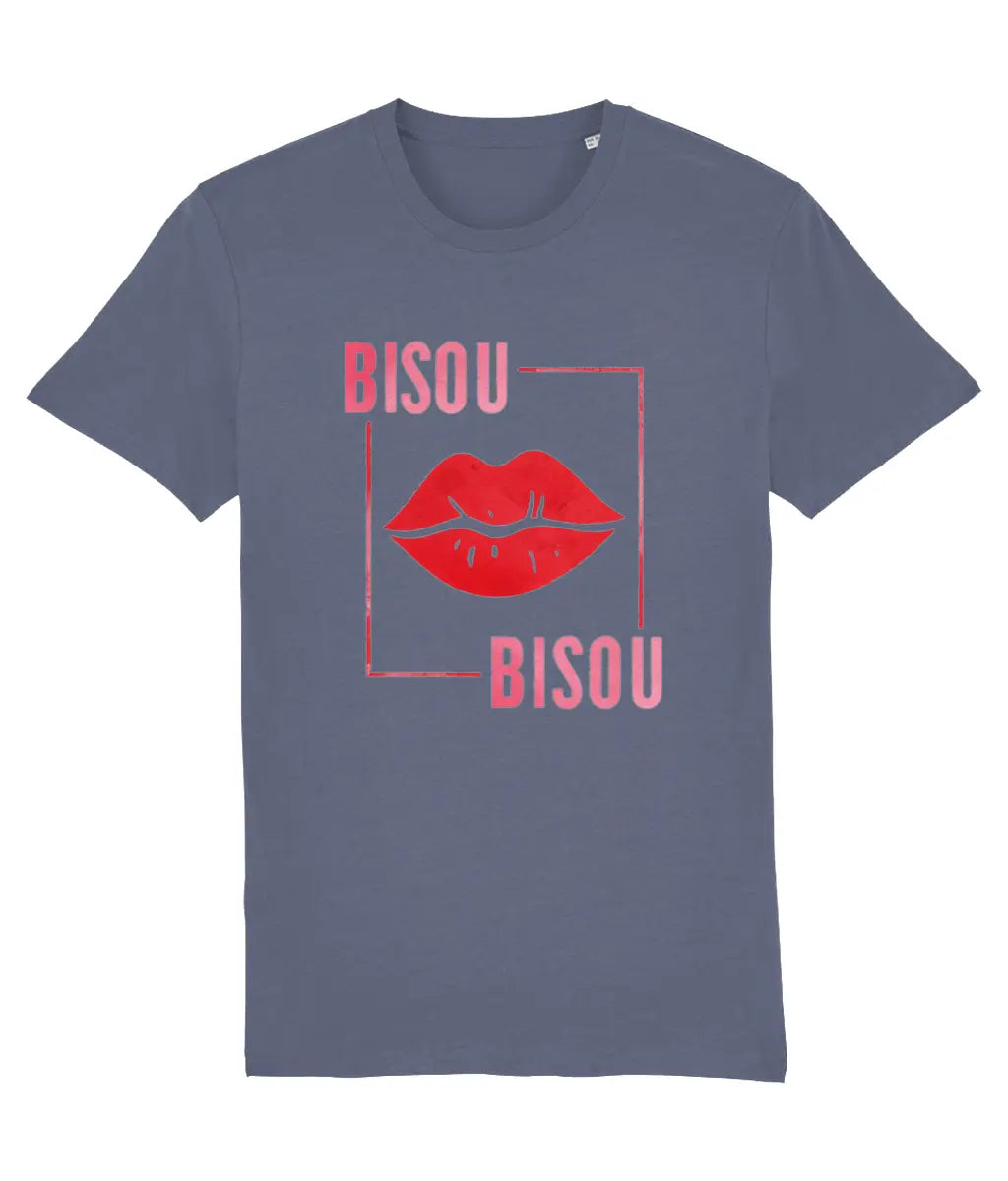 Women's Crew Neck "Bisou" Kiss Graphic Tee