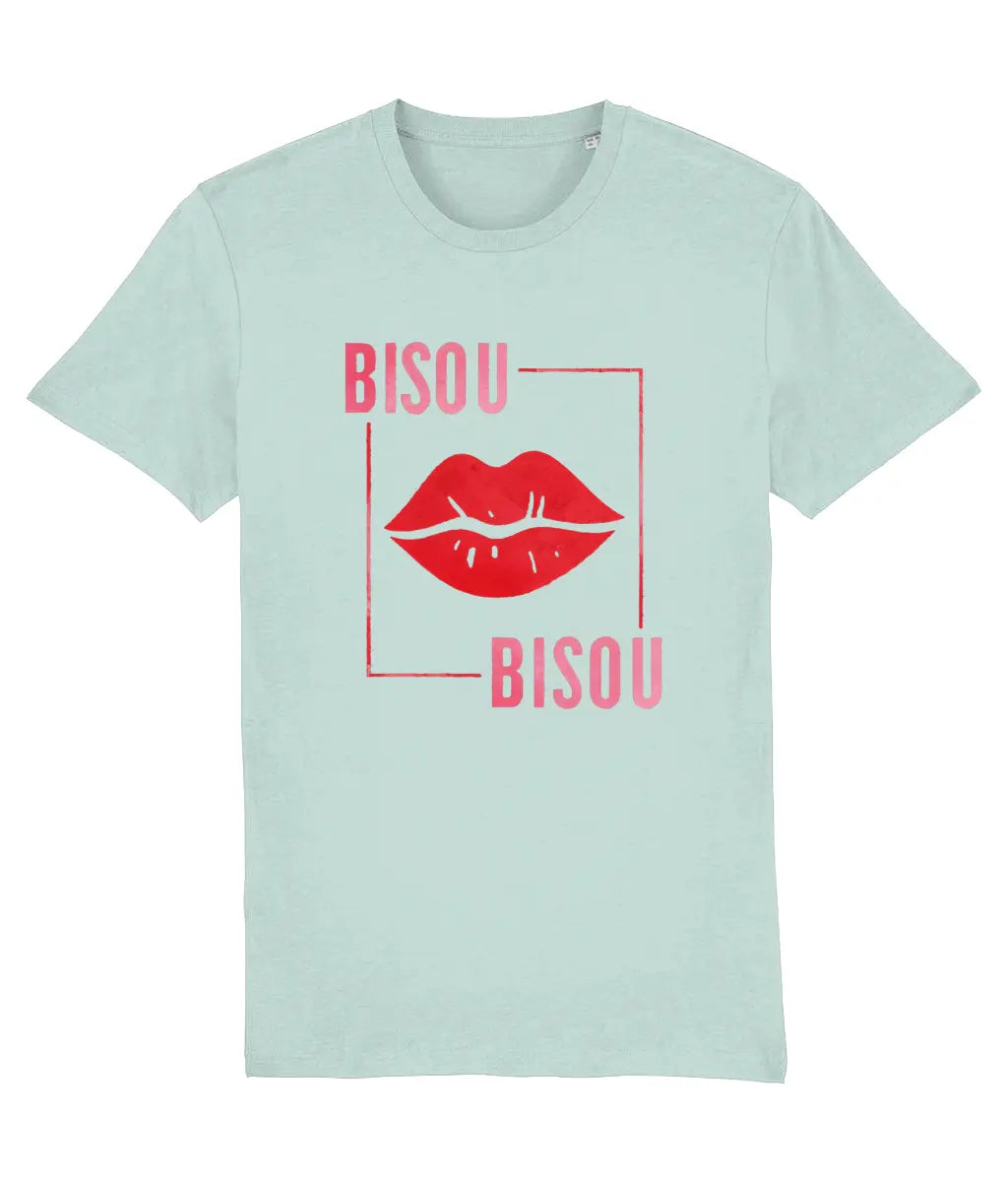 Women's Crew Neck "Bisou" Kiss Graphic Tee