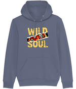 Blue hoodie with 'Wild Soul' text and tiger design on a white background