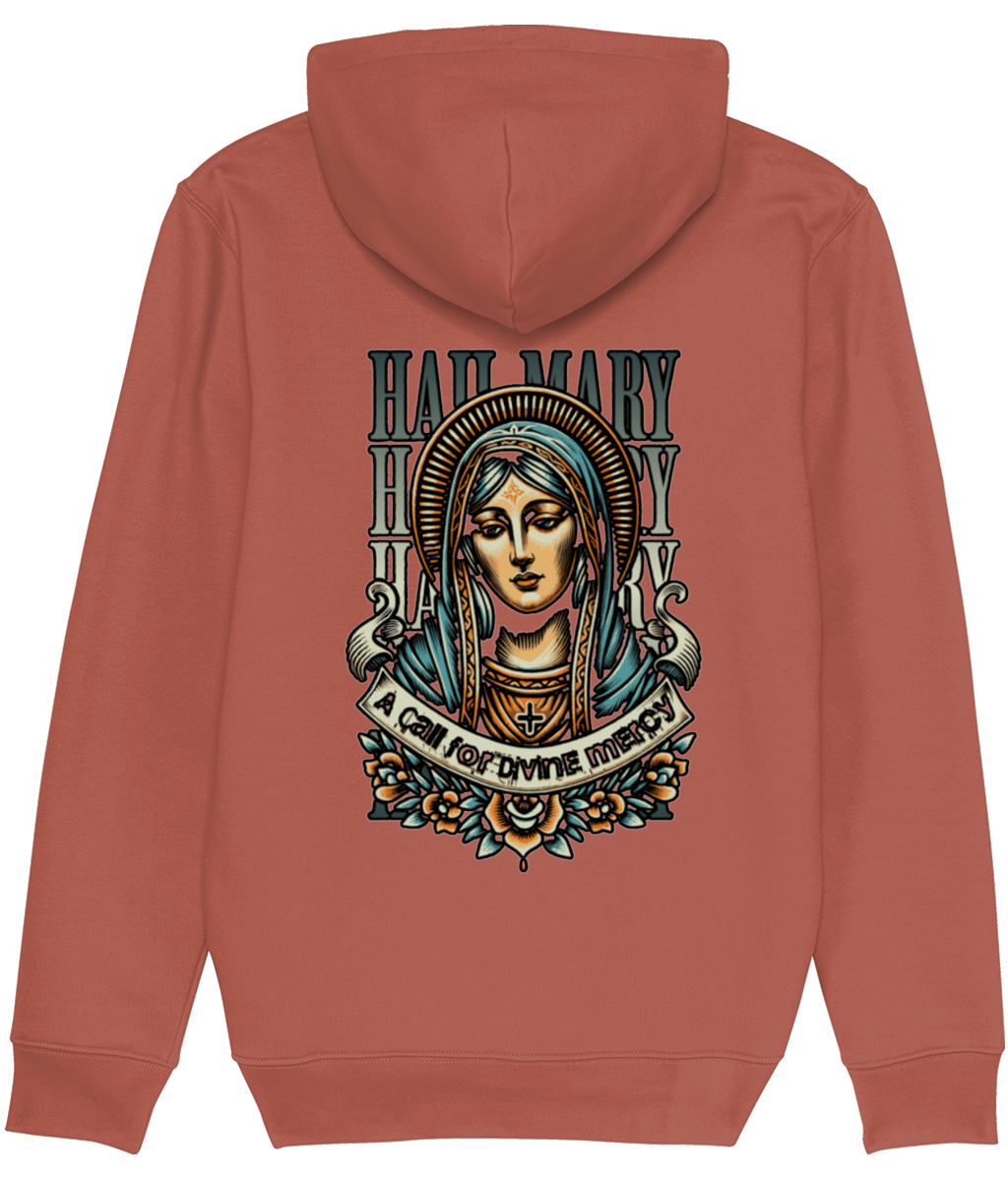 Women's Reddish-brown hoodie with a graphic design on the back featuring a face and text.