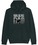 Men's Black hoodie with 'Walking Dad' graphic on a white background