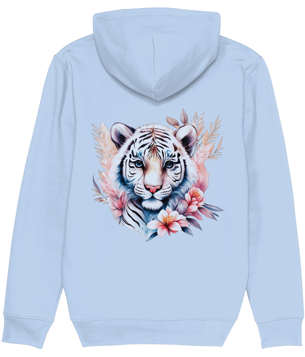 Floral White Tiger Hoodie for Women