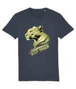 Women's Stanley/Stella Navy blue t-shirt with a gold lion graphic and 'Wild Queen' text on a white background