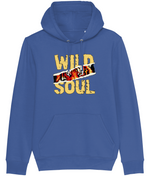 Blue hoodie with 'Wild Soul' text and tiger design on a white background
