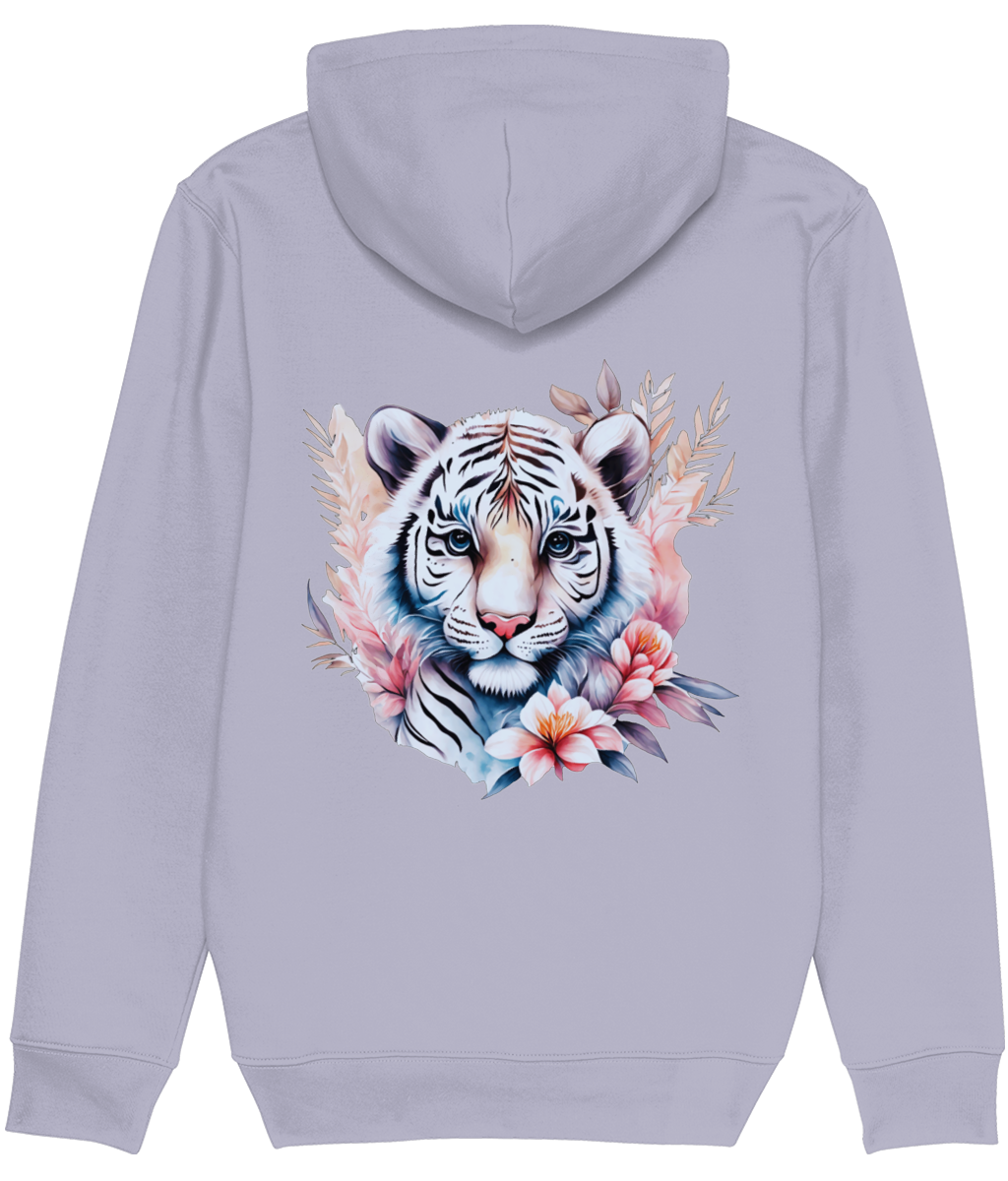 Floral White Tiger Hoodie for Women