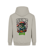A men’s graphic hoodie with a colorful psychedelic skull, mushroom, and skateboard design. The artwork combines trippy colors, gothic elements, skate culture, and alternative fashion for a bold casual look. 