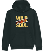 Black hoodie with 'Wild Soul' text and graphic on a white background