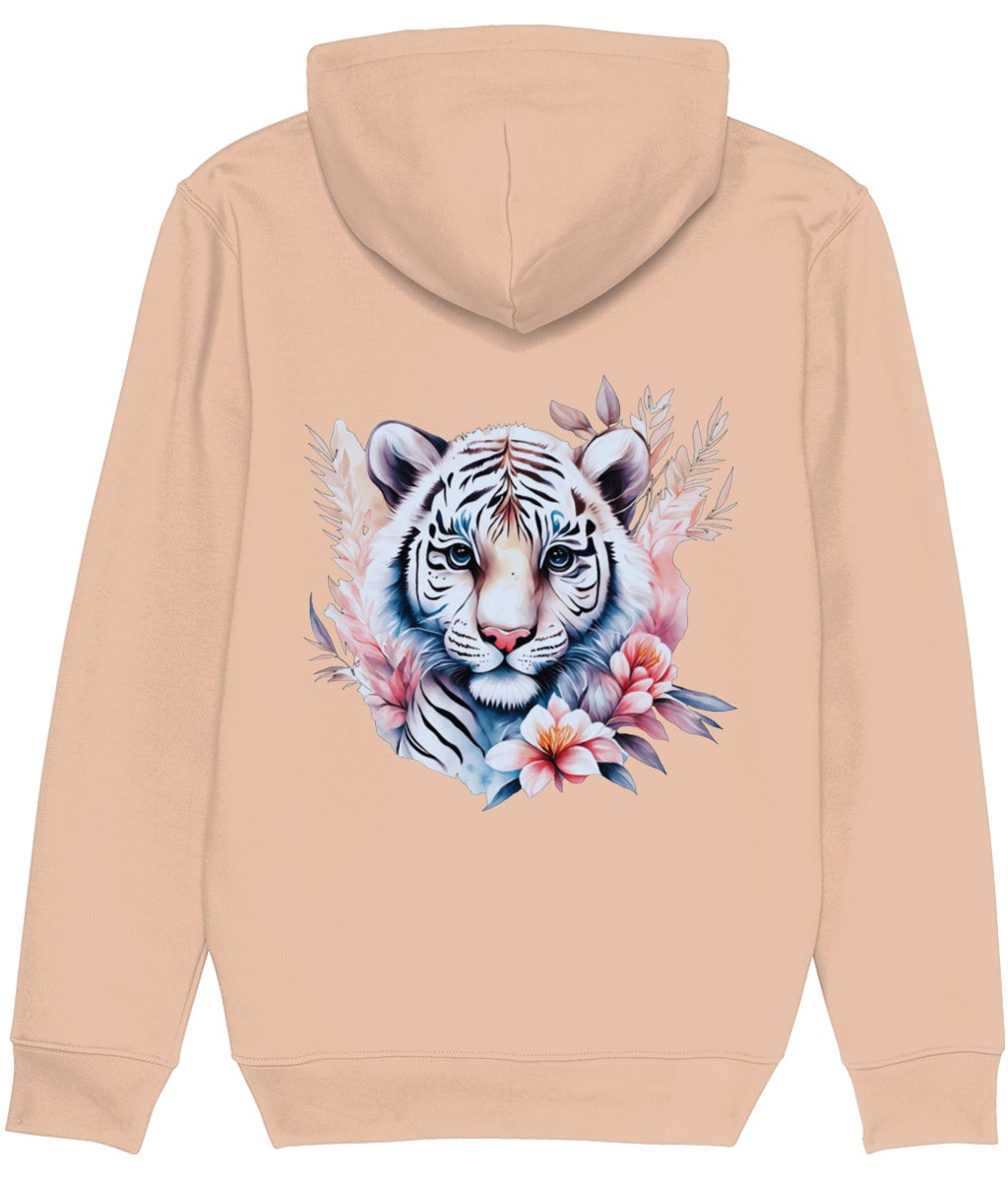 Floral White Tiger Hoodie for Women