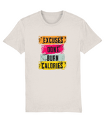 Beige t-shirt with motivational text design on a white background