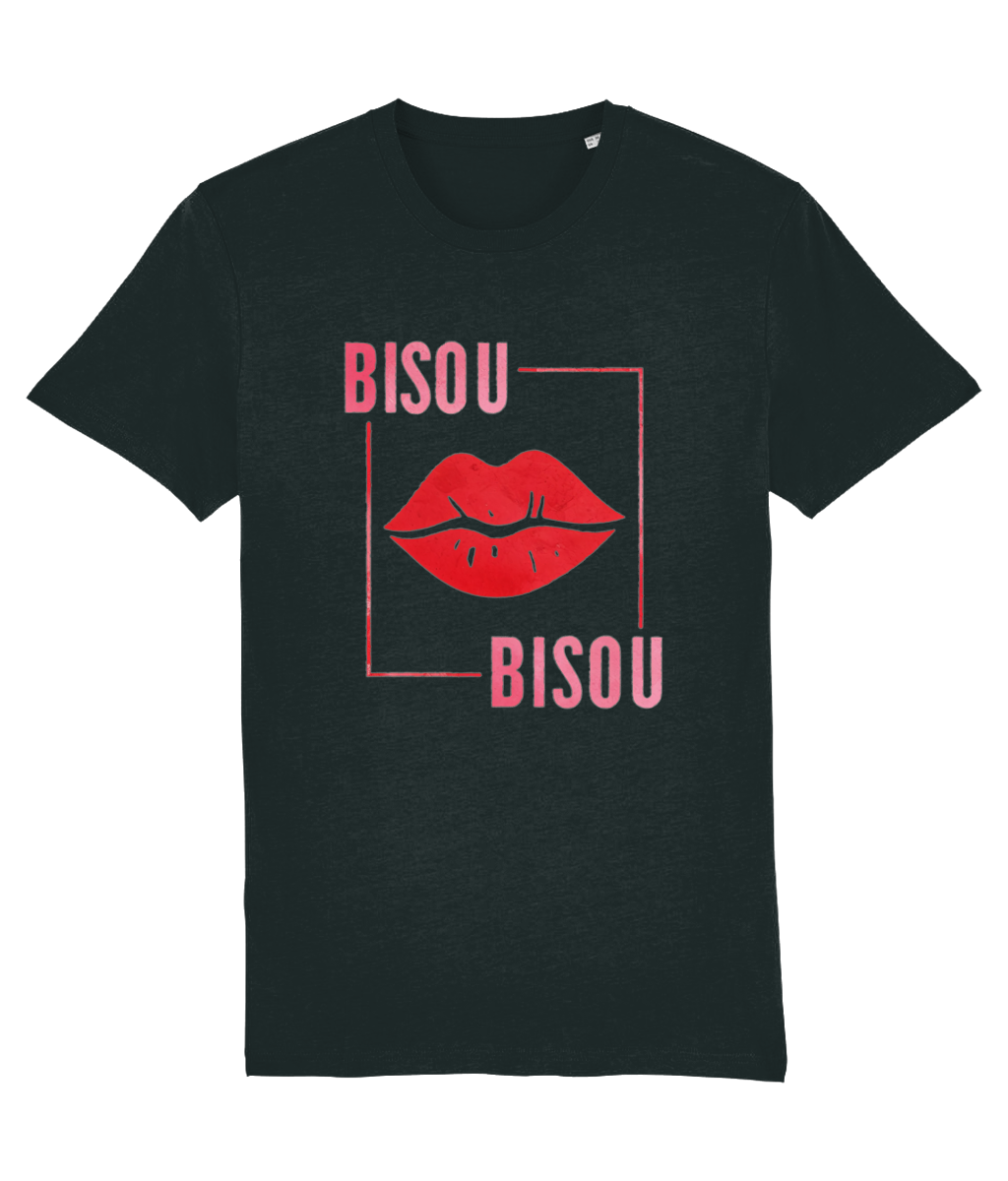 Women's Crew Neck "Bisou" Kiss Graphic Tee