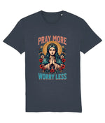 Vintage Religious Art "Pray More Worry Less" Women's Tee