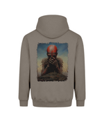 A men’s graphic hoodie with a dark demonic horror design inspired by dark fantasy, gothic art, and horror culture. The artwork shows a mysterious creature with a weathered, otherworldly appearance, creating a powerful dark aesthetic.