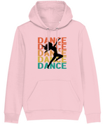 Women's Stanley/Stella Pink hoodie with a dancer graphic and 'DANCE' text on a white background