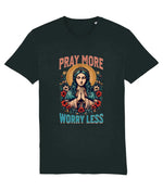 Vintage Religious Art "Pray More Worry Less" Women's Tee