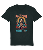 Vintage Religious Art "Pray More Worry Less" Women's Tee