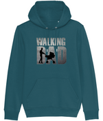 Men's Teal hoodie with 'Walking Dad' graphic on a white background