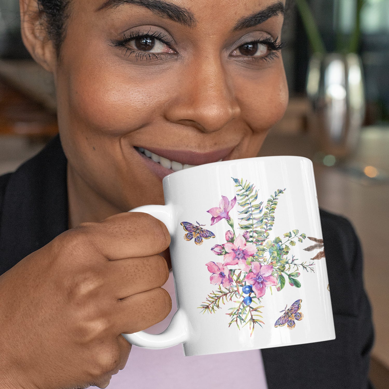 Wildflower and Butterfly Design Mug