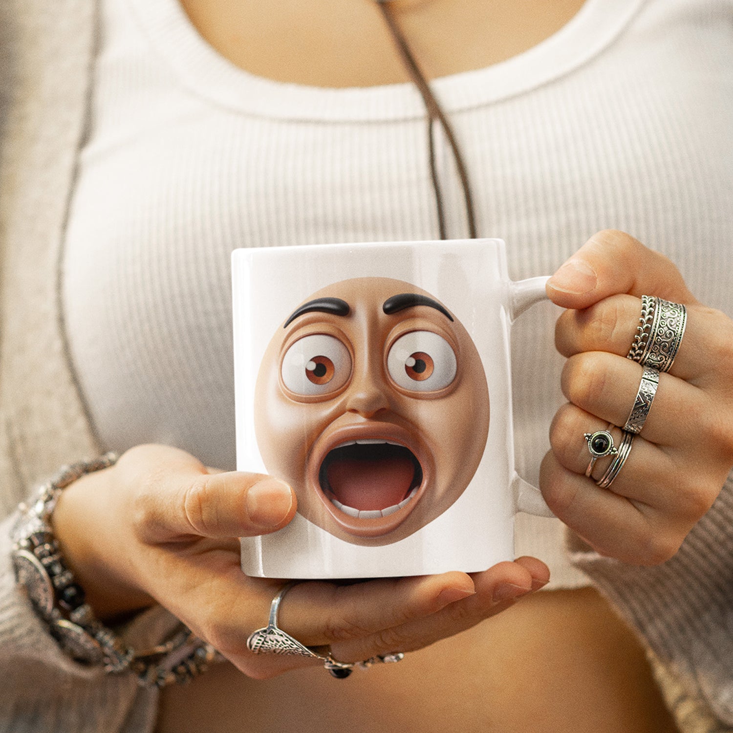 "Funny Astonished Face Ceramic Mug"