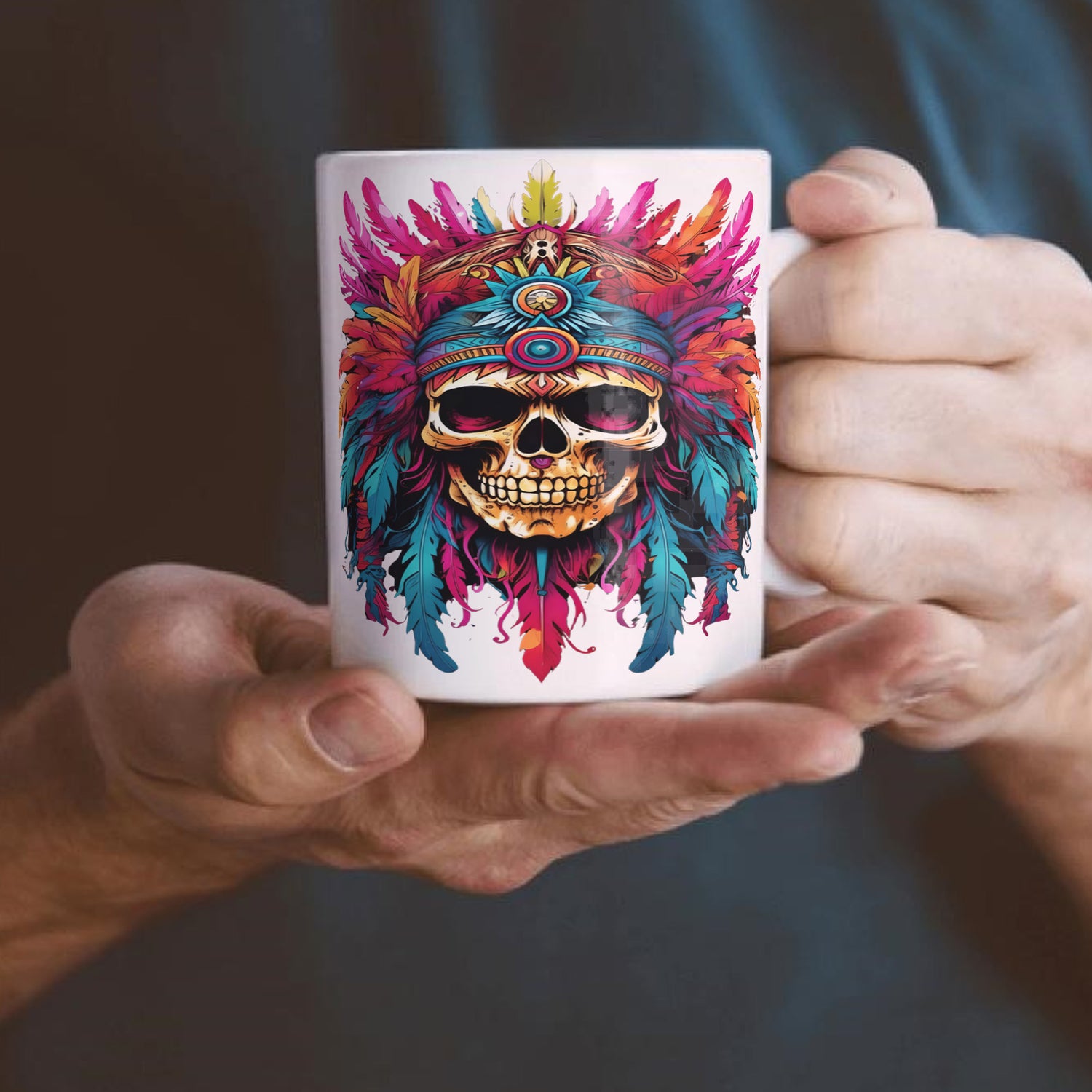 Tribal Warrior Spirit Skull 11oz Coffee Mug
