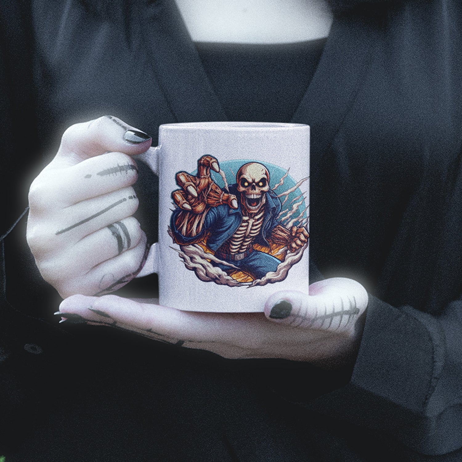 Spooky Skeleton with Leather Jacket 11oz Mug