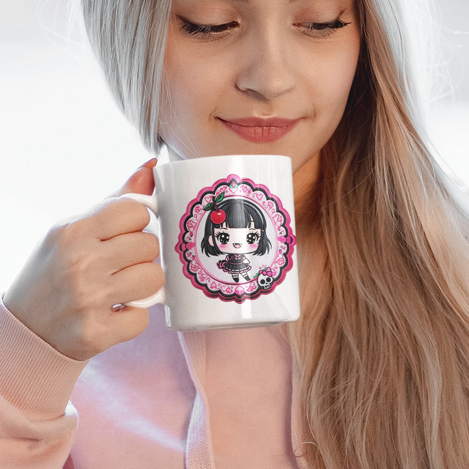 Kawaii Gothic Girl Cherry 11oz Coffee Mug