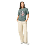 Funny Cow Giving the Finger Natural Organic Cotton T Shirt for Women.