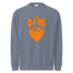 Comfort Colors 1566 Gray sweatshirt with orange 'Cool Dads Have Beards' graphic on a white background
