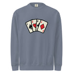 Comfort Colors 1566 Gray sweatshirt with playing card design on a white background