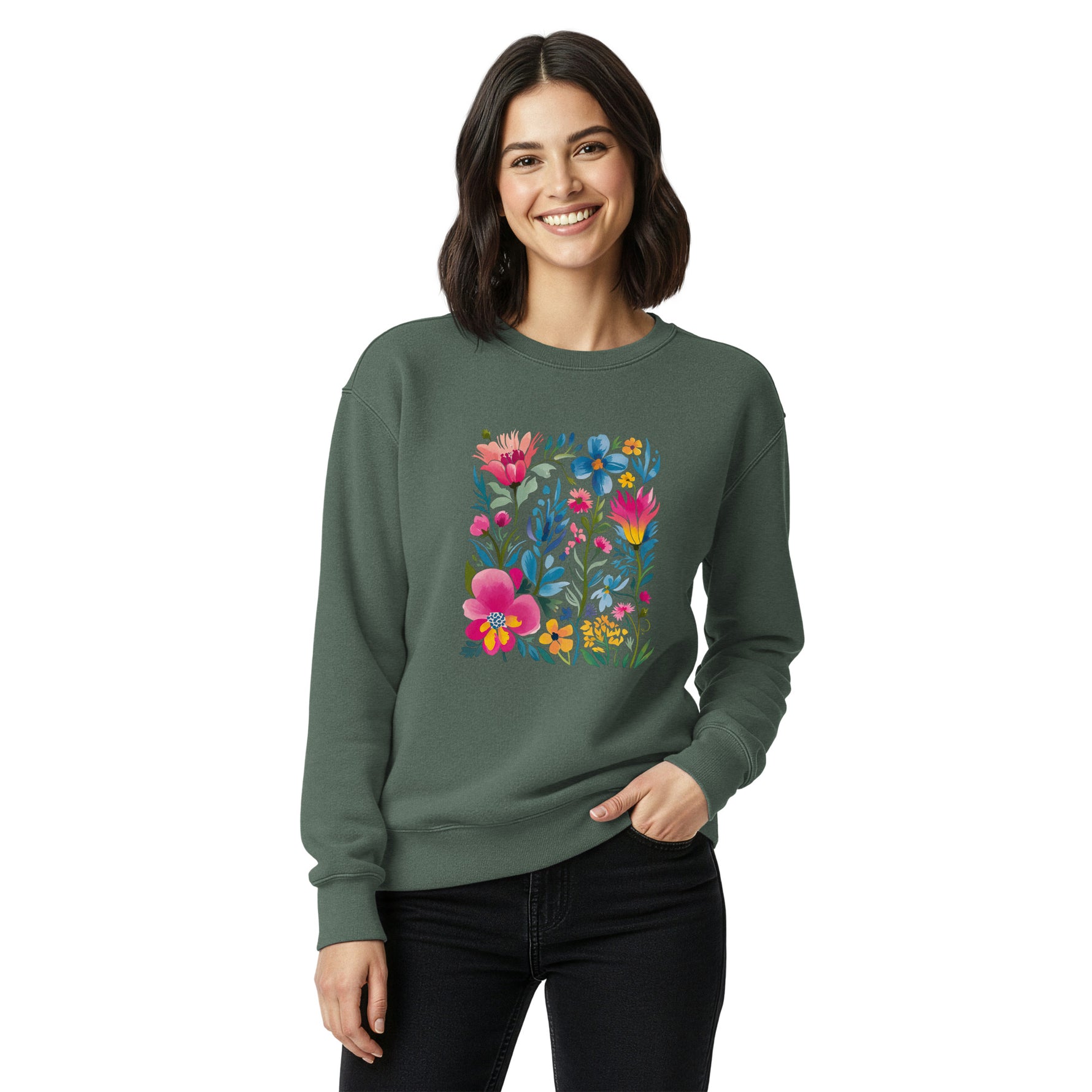 Boho Bloom  Floral Art Women's Graphic Sweatshirt
