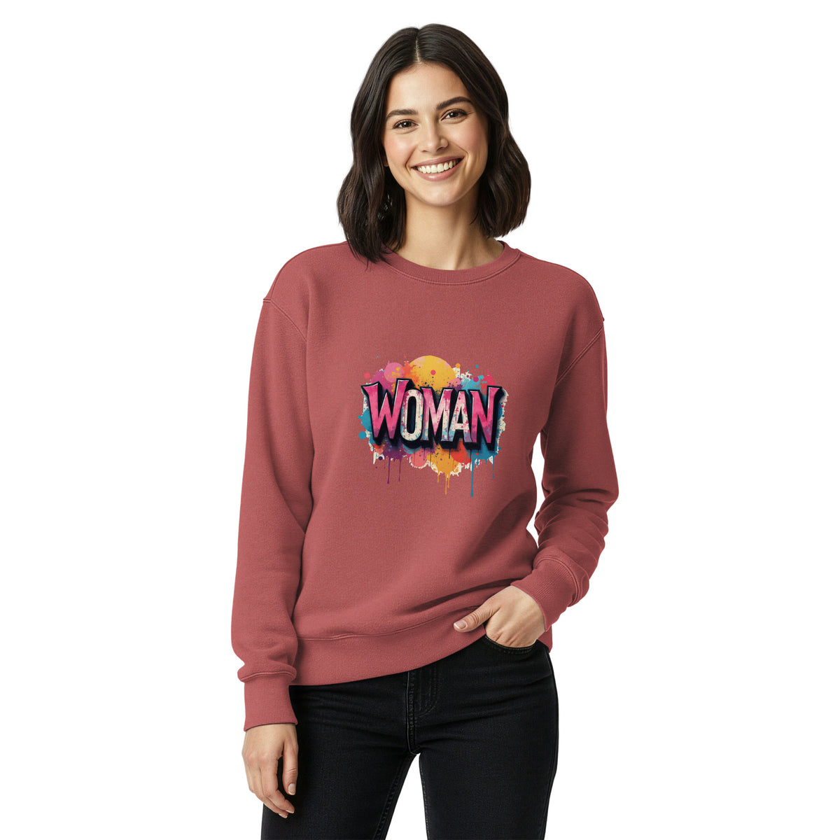 "WOMAN" Graffiti Style Women's Crewneck Sweatshirt
