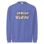 Comfort Colors Blue sweatshirt with 'Jesus The Way The Truth The Life' text on a white background
