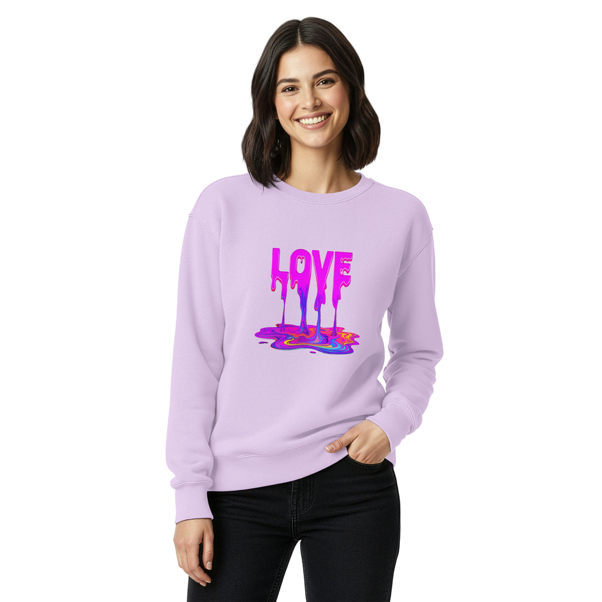 Psychedelic "Love" Drip Art Sweatshirt for Women