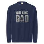 Navy blue sweatshirt with 'The Walking Dad' graphic on a white background
