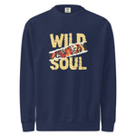 Navy blue sweatshirt with 'Wild Soul' design featuring a tiger on a white background