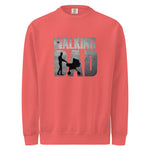 Comfort Colors 1566 mens red sweatshirt with 'The Walking Dad' graphic design on a white background