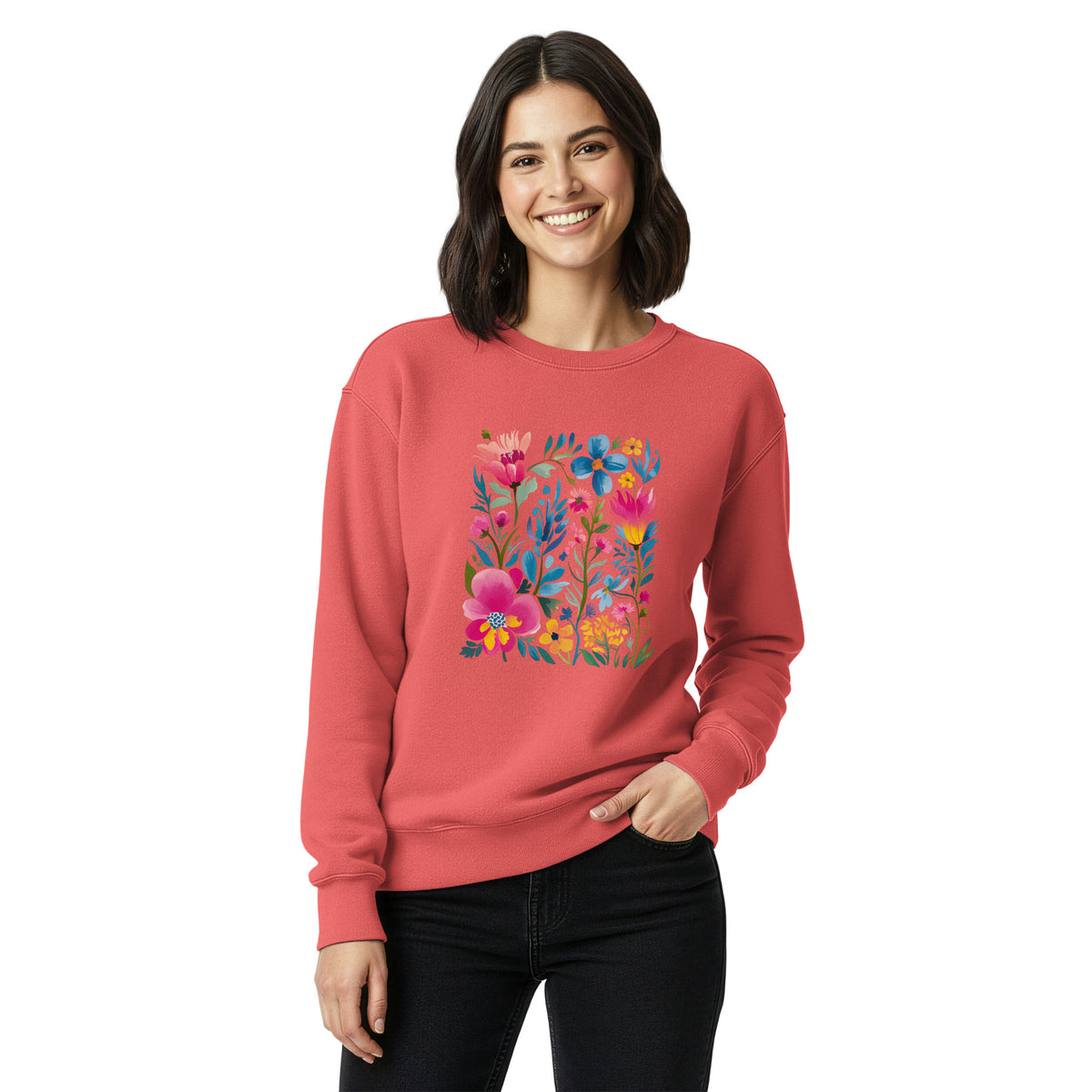 Boho Bloom  Floral Art Women's Graphic Sweatshirt