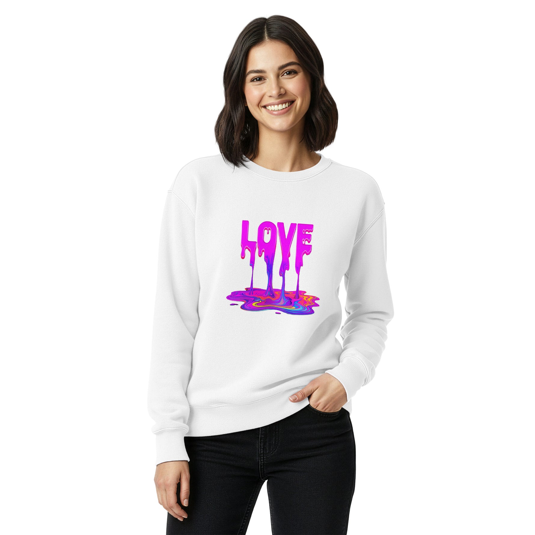 Psychedelic "Love" Drip Art Sweatshirt for Women
