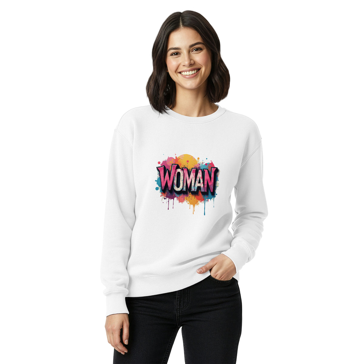 "WOMAN" Graffiti Style Women's Crewneck Sweatshirt