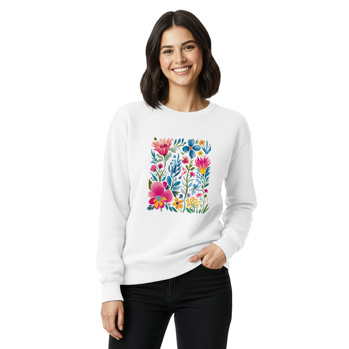 Boho Bloom  Floral Art Women's Graphic Sweatshirt