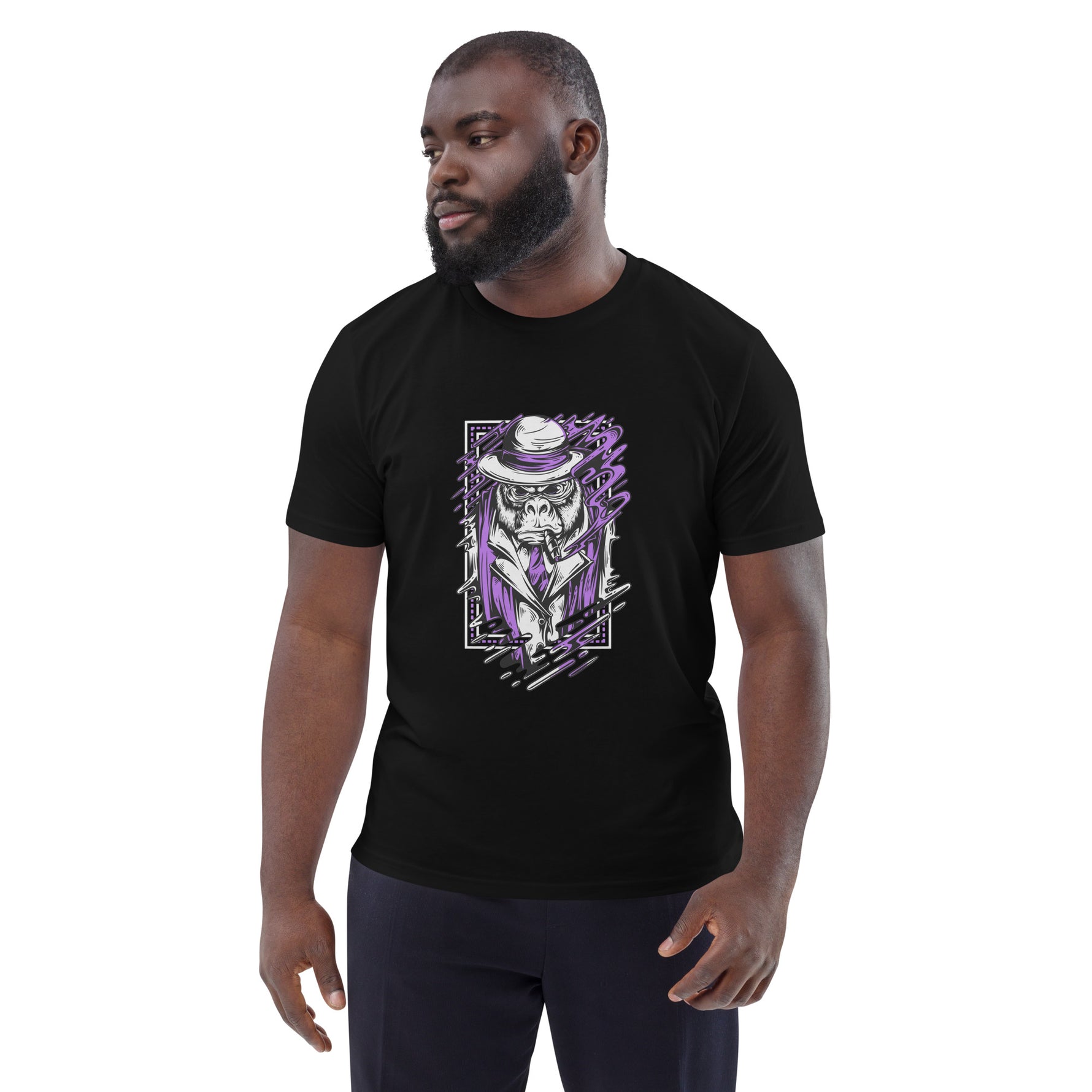Man wearing a black t-shirt with a bear graphic and 'I Need a Nap' text on a white background