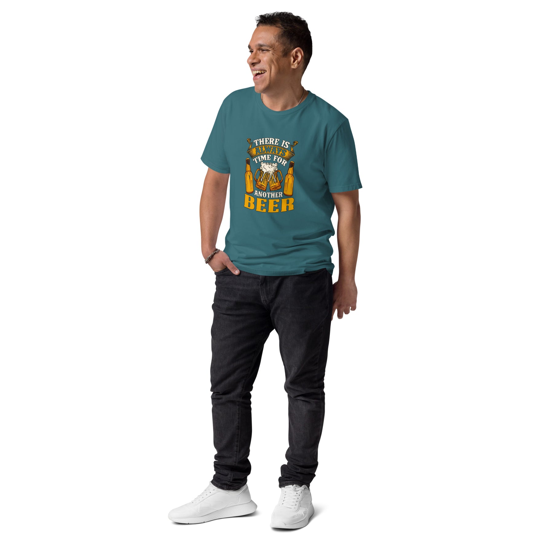 man with green tee