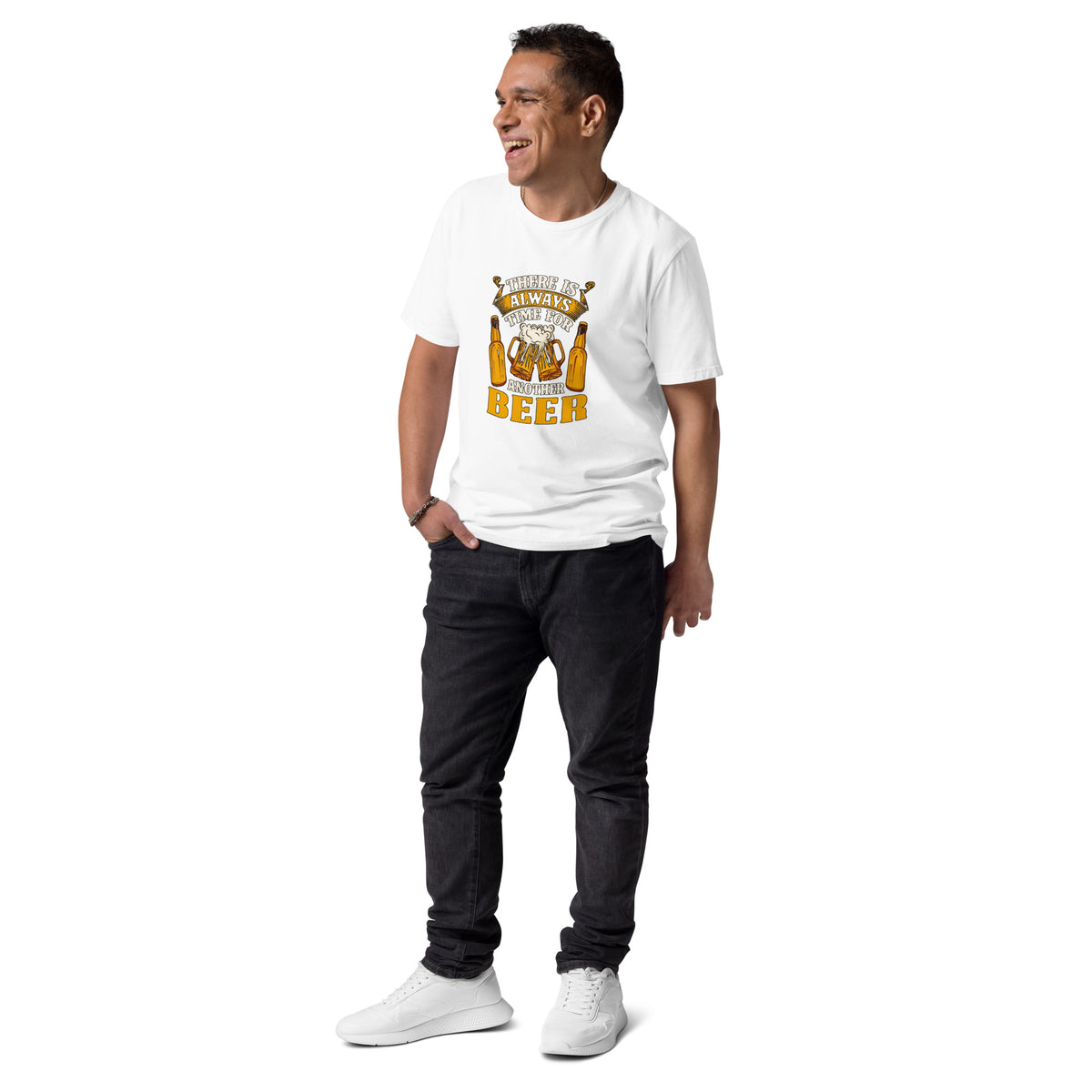 man with white t-shirt standing